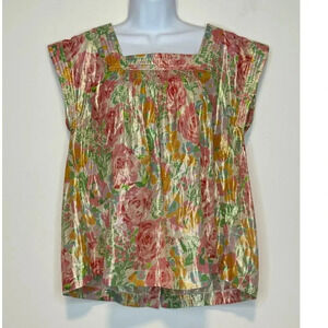 Manoush Womens Floral Silk Blend Dressy Top SIZE S